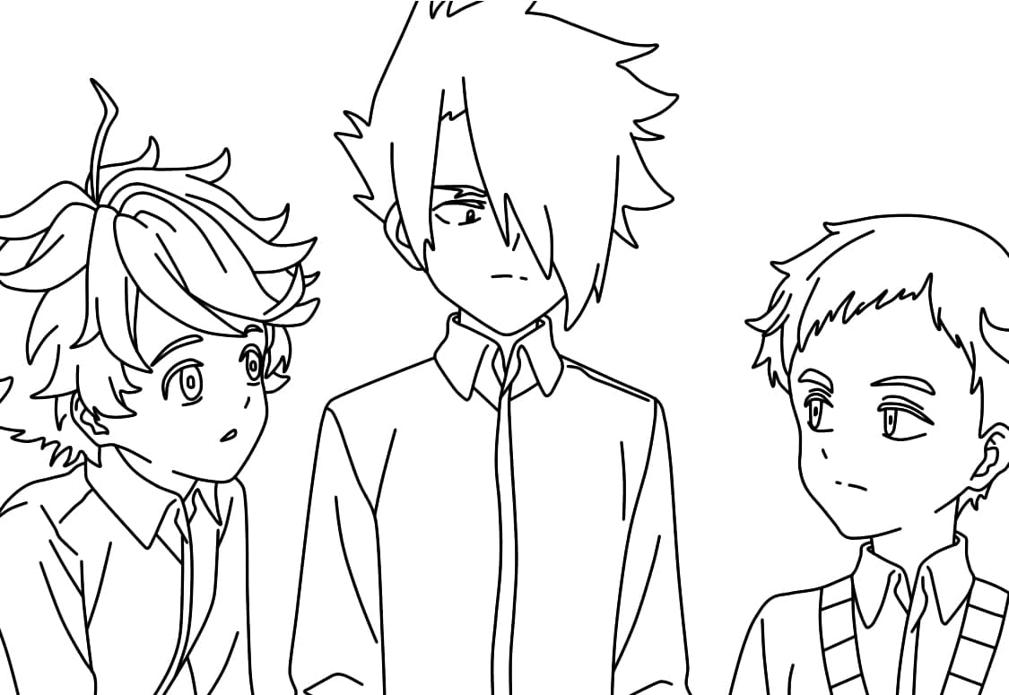 Coloriage Les personnages principaux de The Promised Neverland