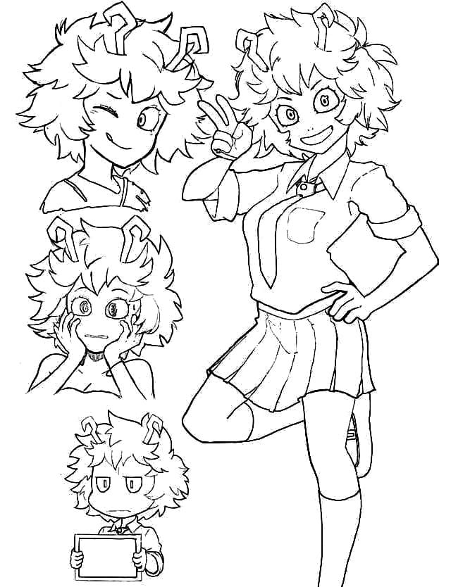 Coloriage Mina Ashido est mignonne