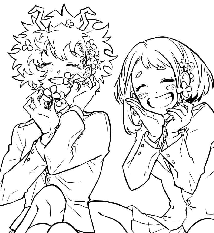 Coloriage Ochako Uraraka et Mina Ashido