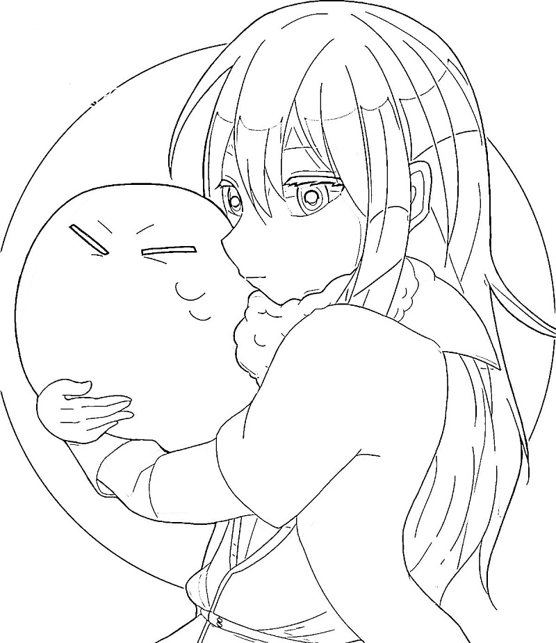 Coloriage Rimuru Tempest câlin slime