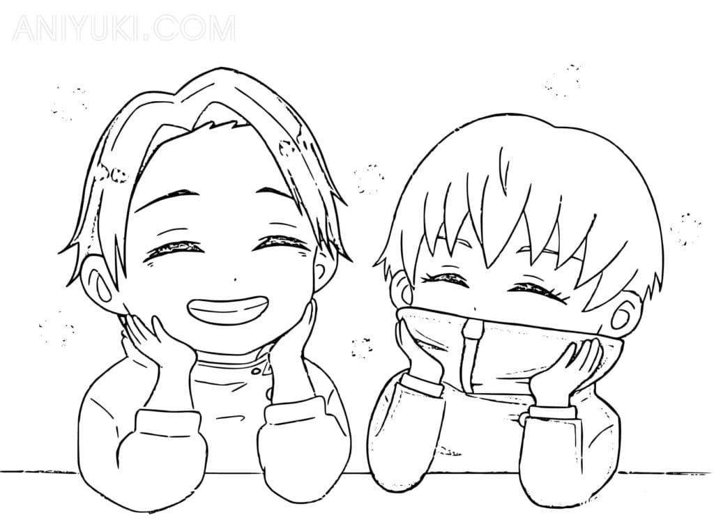 Coloriage Chibi Toge Inumaki et Yuta