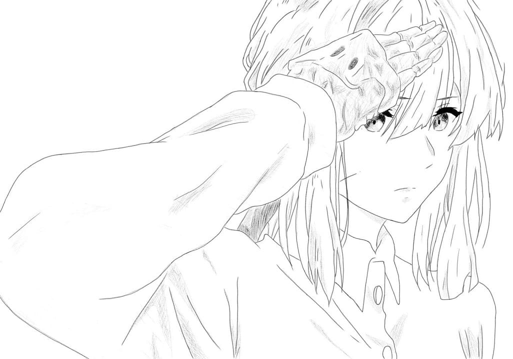 Coloriage Contour de Violet Evergarden