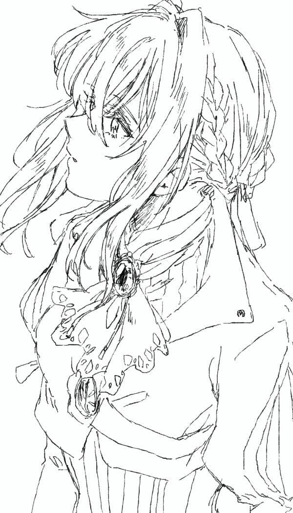 Coloriage Dessin au trait Violet Evergarden