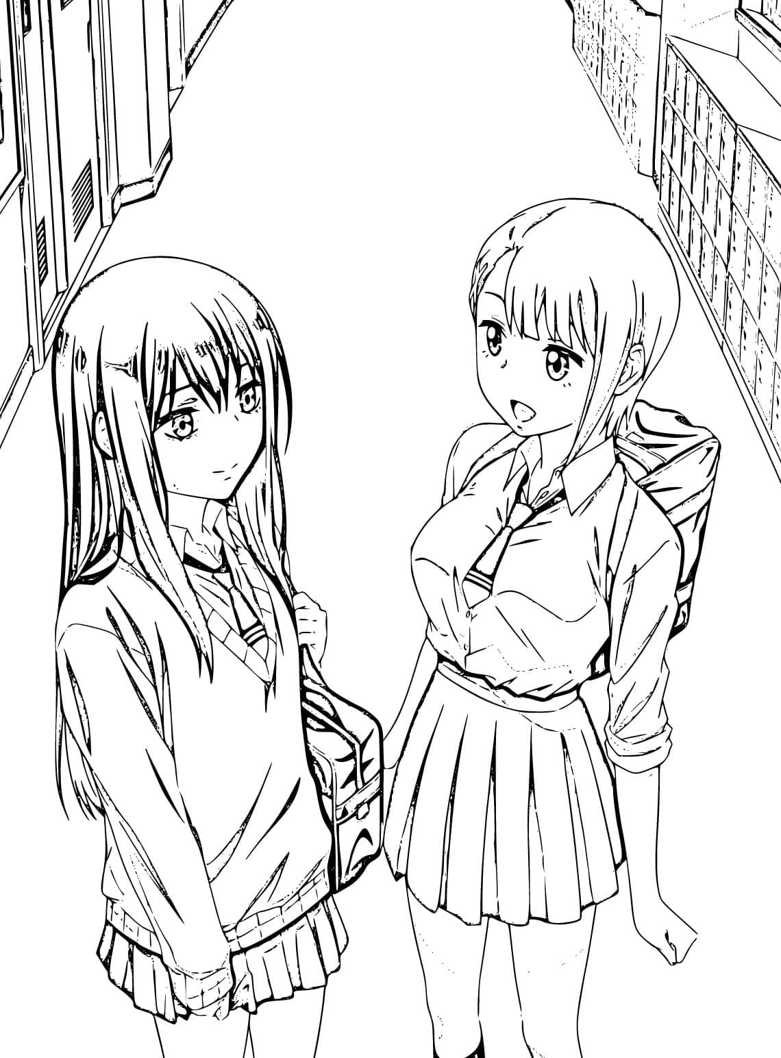 Coloriage Hana Yurikawa et Miko Yotsuya