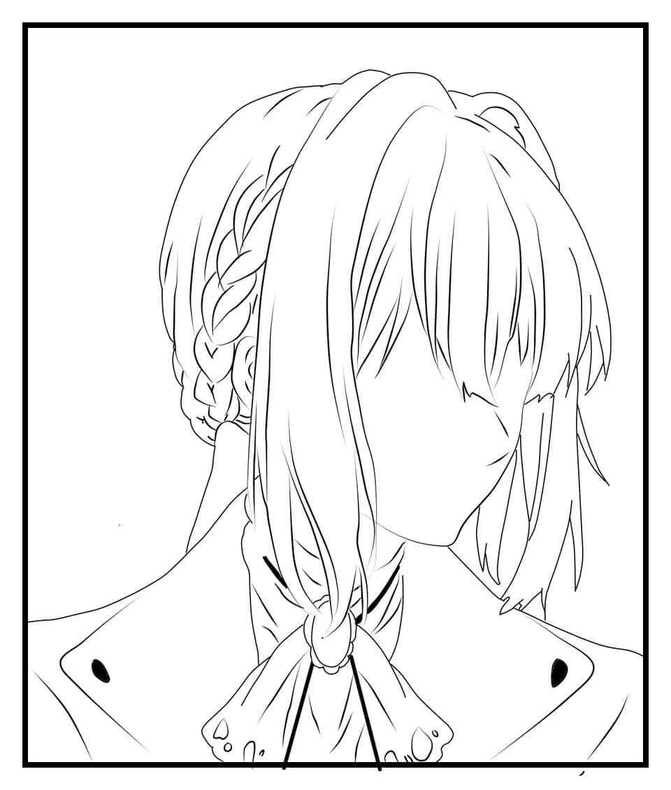 Coloriage Image de contour de Violet Evergarden