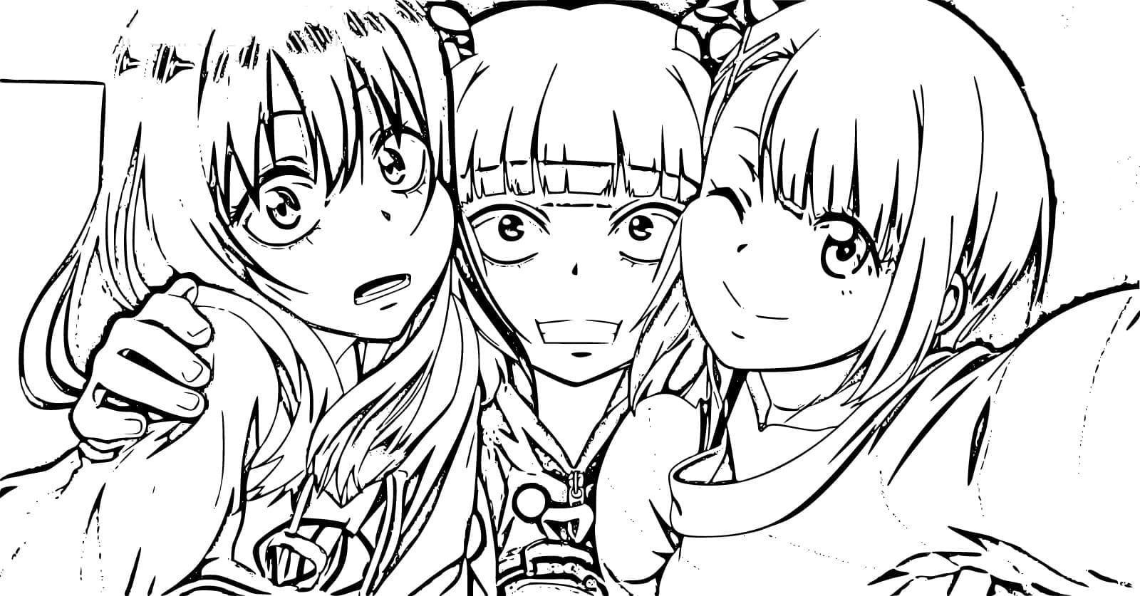 Coloriage Les filles drôles de Mieruko-chan