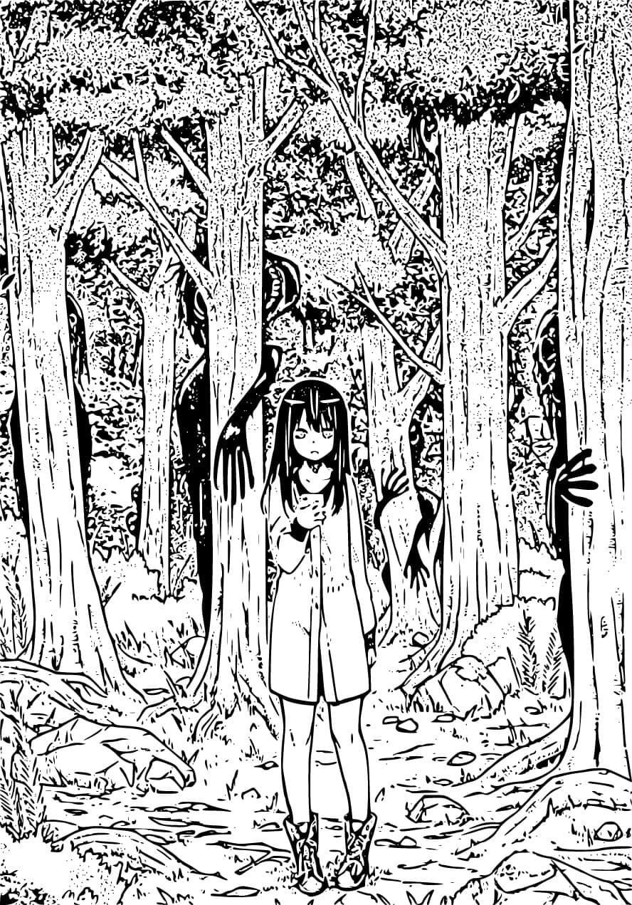 Coloriage Miko Yotsuya dans les bois