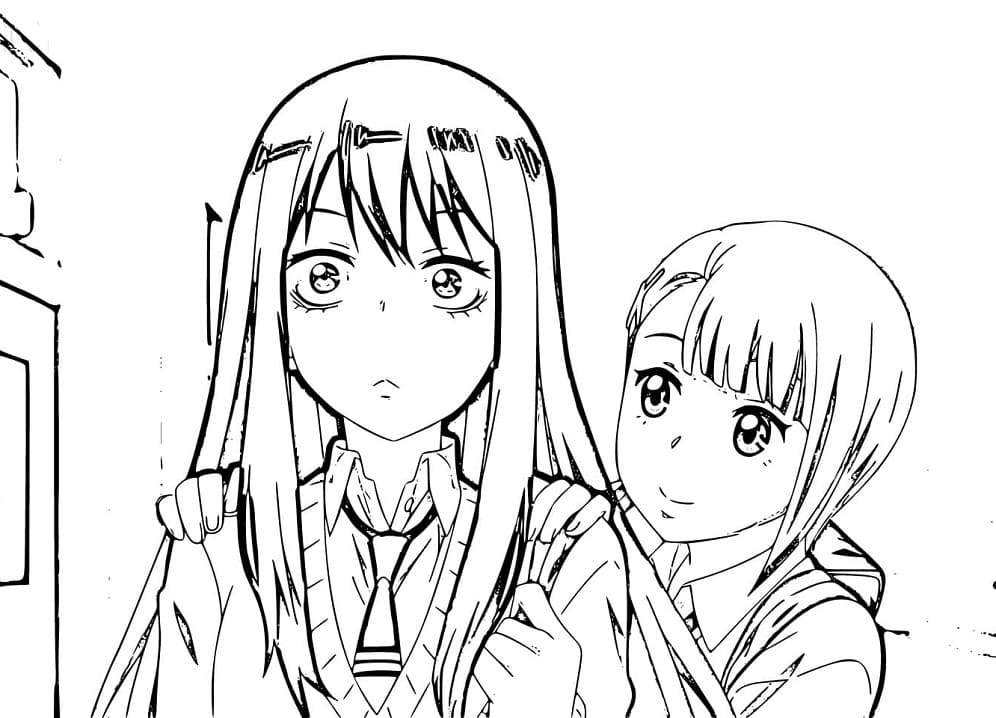 Coloriage Miko Yotsuya et Hana Yurikawa