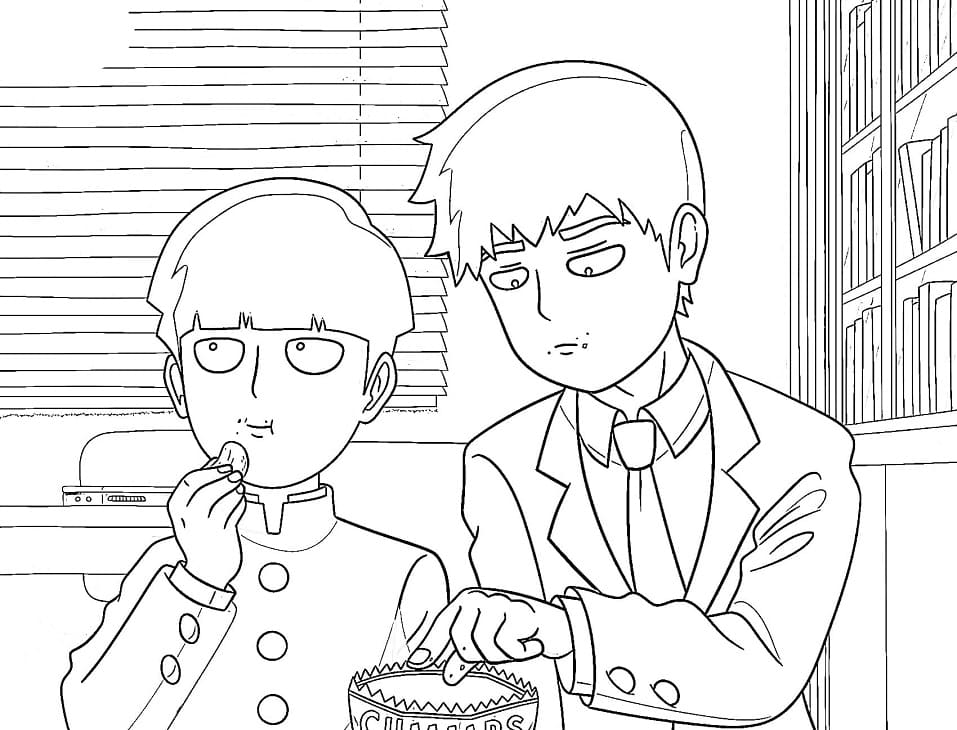 Coloriage Mob et Arataka Reigen