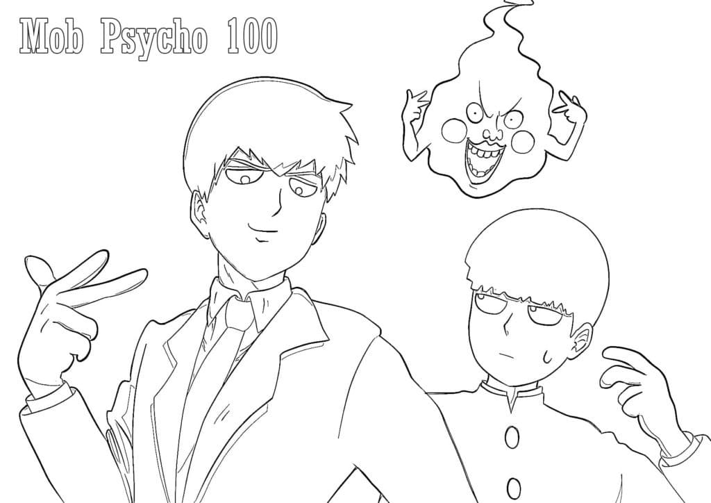 Coloriage Personnages de Mob Psycho 100