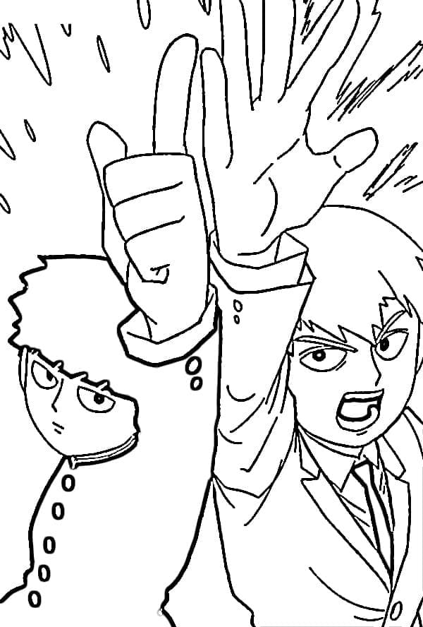 Coloriage Shigeo Kageyama et Arataka Reigen