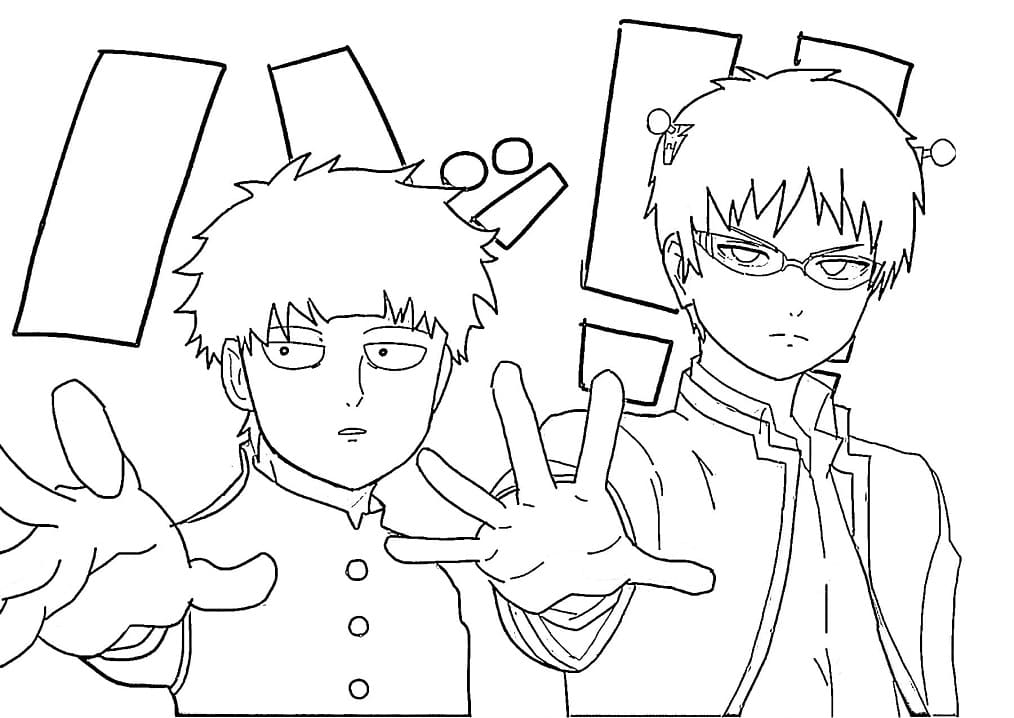 Coloriage Shigeo Kageyama et Kusuo Saiki