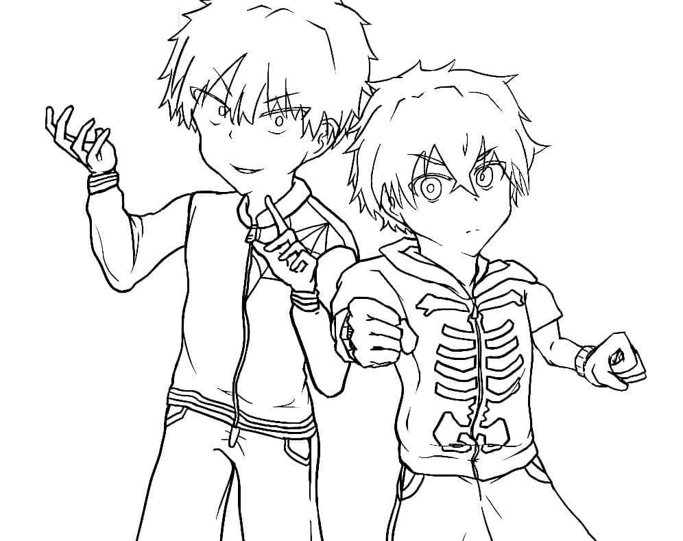 Coloriage Shiki Tademaru et Kabane Kusaka