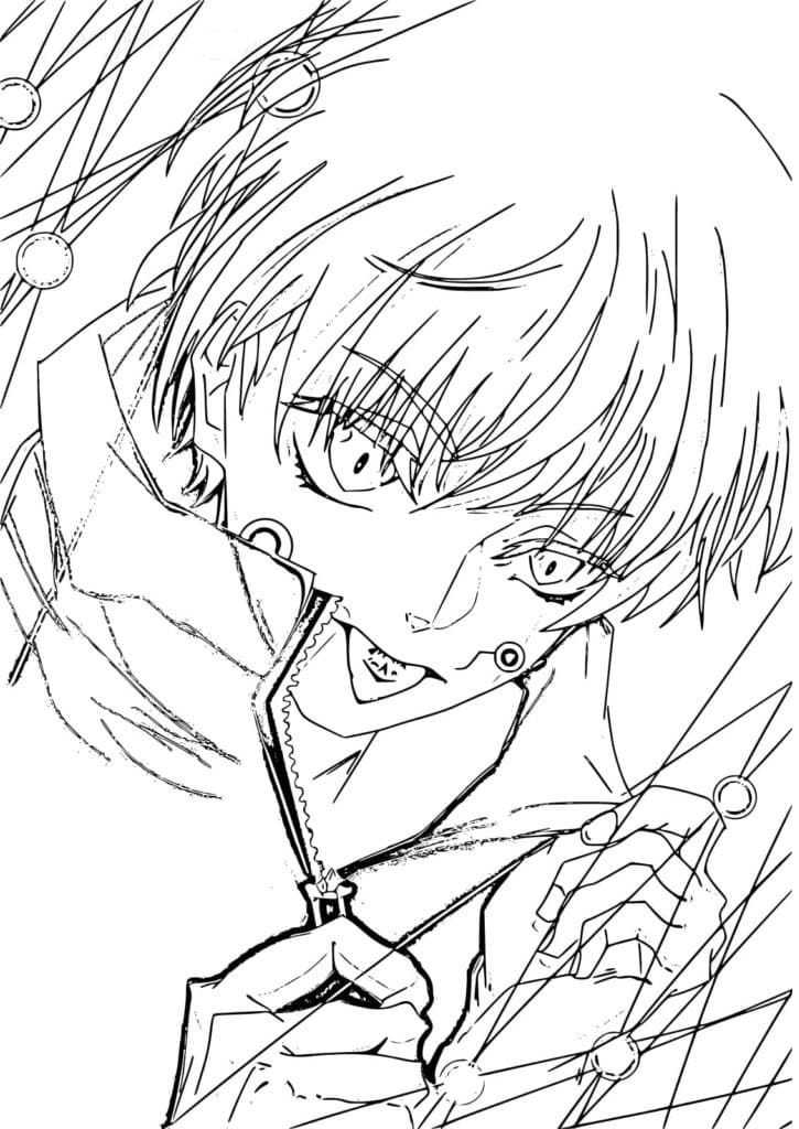 Coloriage Toge Inumaki se bat