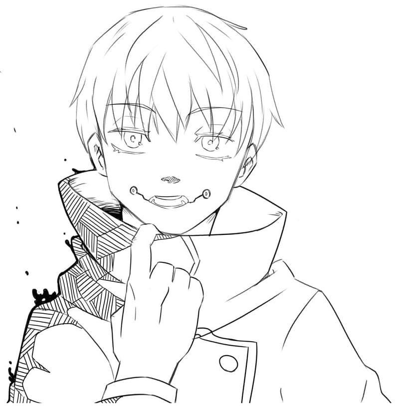 Coloriage Toge Inumaki souriant