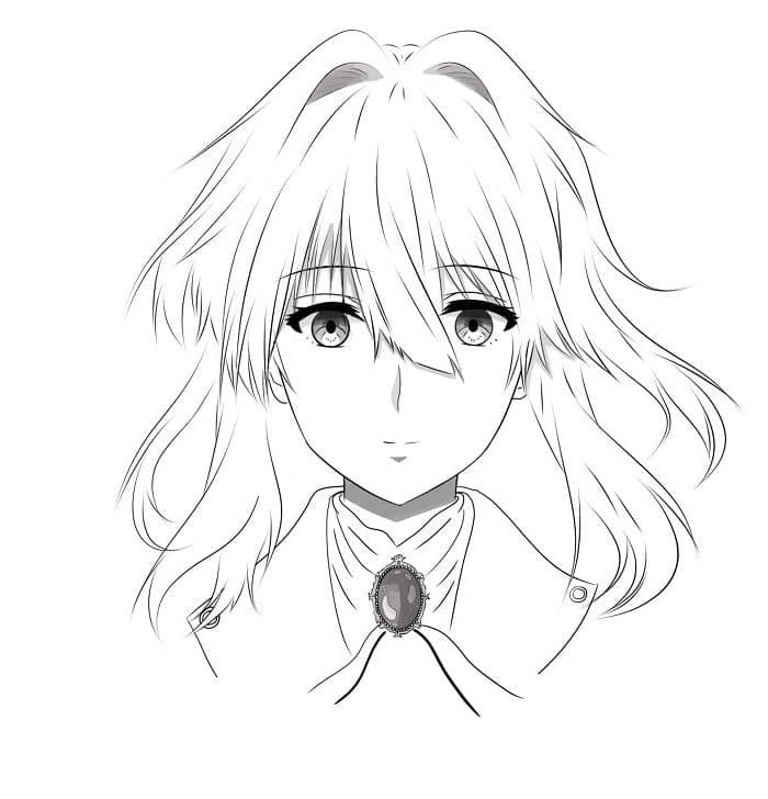 Coloriage Visage de Violet Evergarden