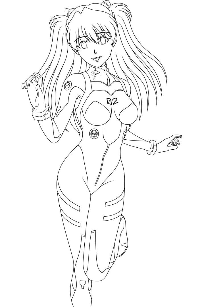 Coloriage Asuka Soryu Langley mignonne