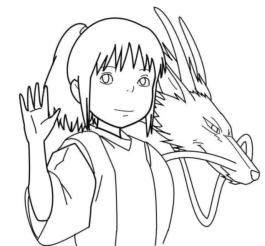 Coloriage Chihiro et l'esprit de la rivière