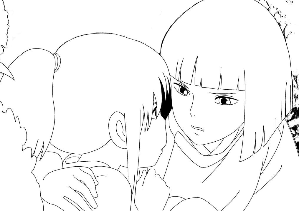 Coloriage Chihiro Ogino et Haku