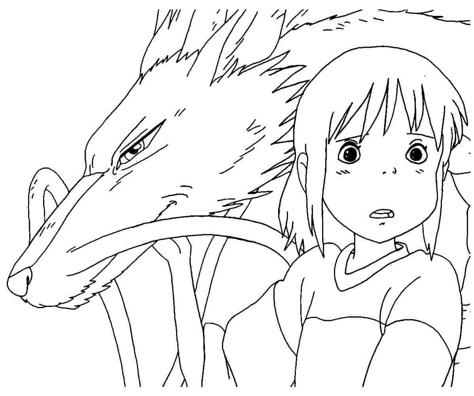 Coloriage Chihiro Ogino et l'esprit de la rivière