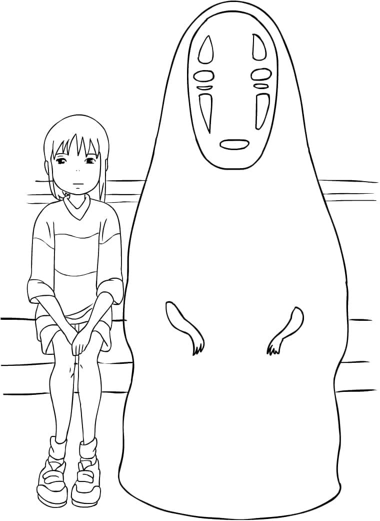 Coloriage Chihiro Ogino et Sans-Visage