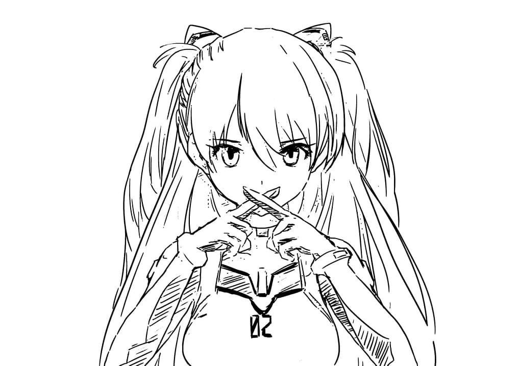 Coloriage Fille de anime Asuka Soryu Langley