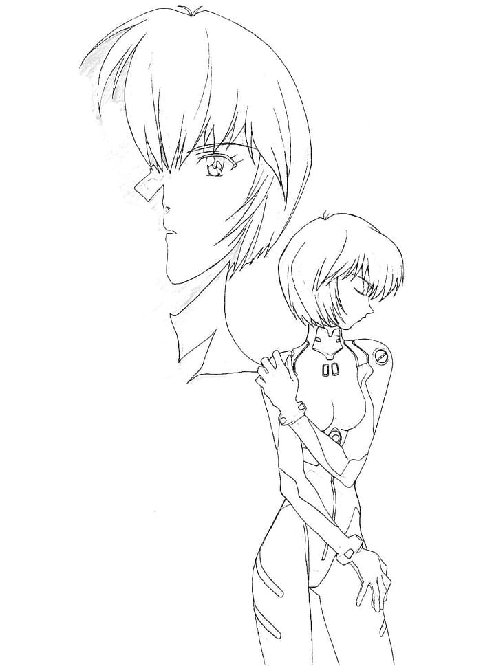 Coloriage Fille de Anime Rei Ayanami