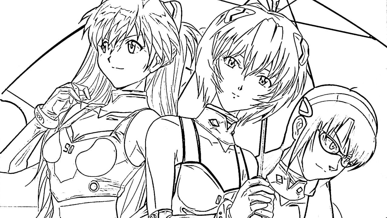 Coloriage Filles de Neon Genesis Evangelion