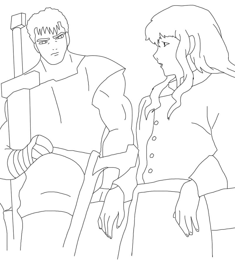 Coloriage Griffith et Guts de Berserk