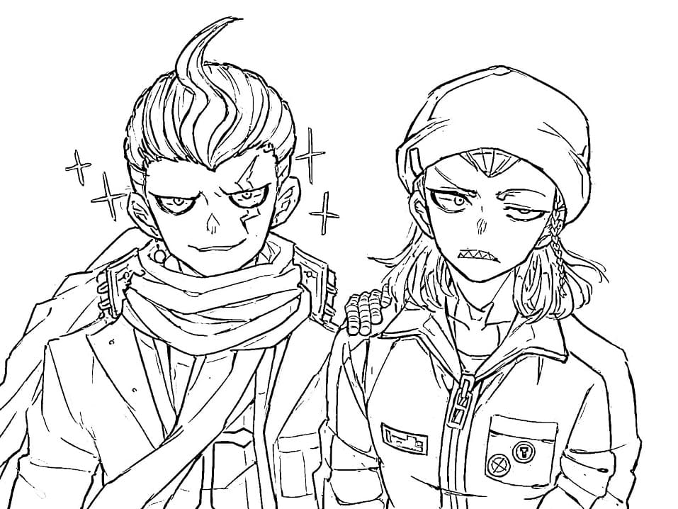 Coloriage Gundham Tanaka et Souda Kazuichi