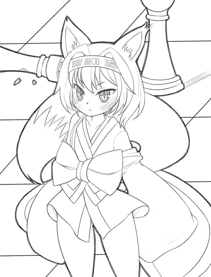 Coloriage Hatsuse Izuna de No Game No Life