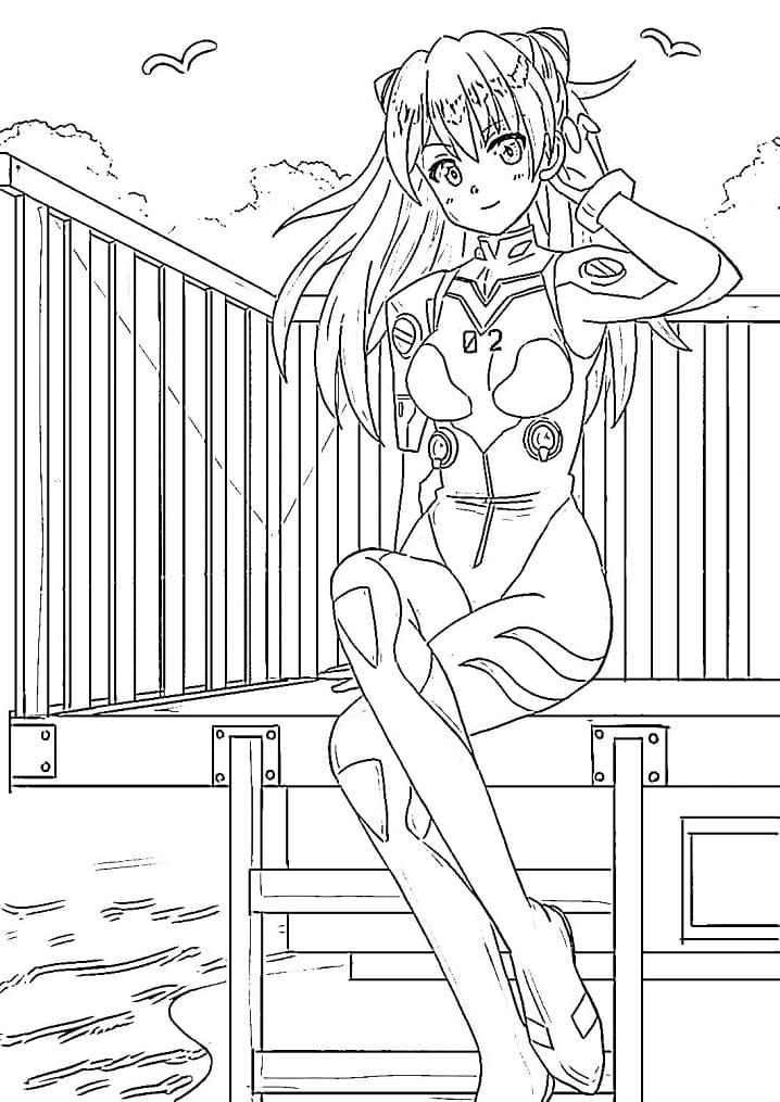 Coloriage La belle Asuka Soryu Langley