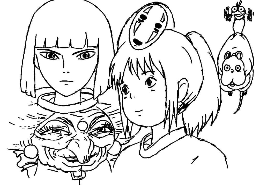 Coloriage Le Voyage de Chihiro Personnages