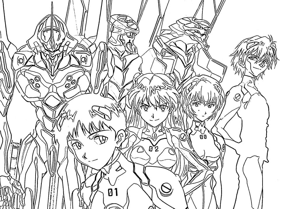 Coloriage Personnages dans Neon Genesis Evangelion