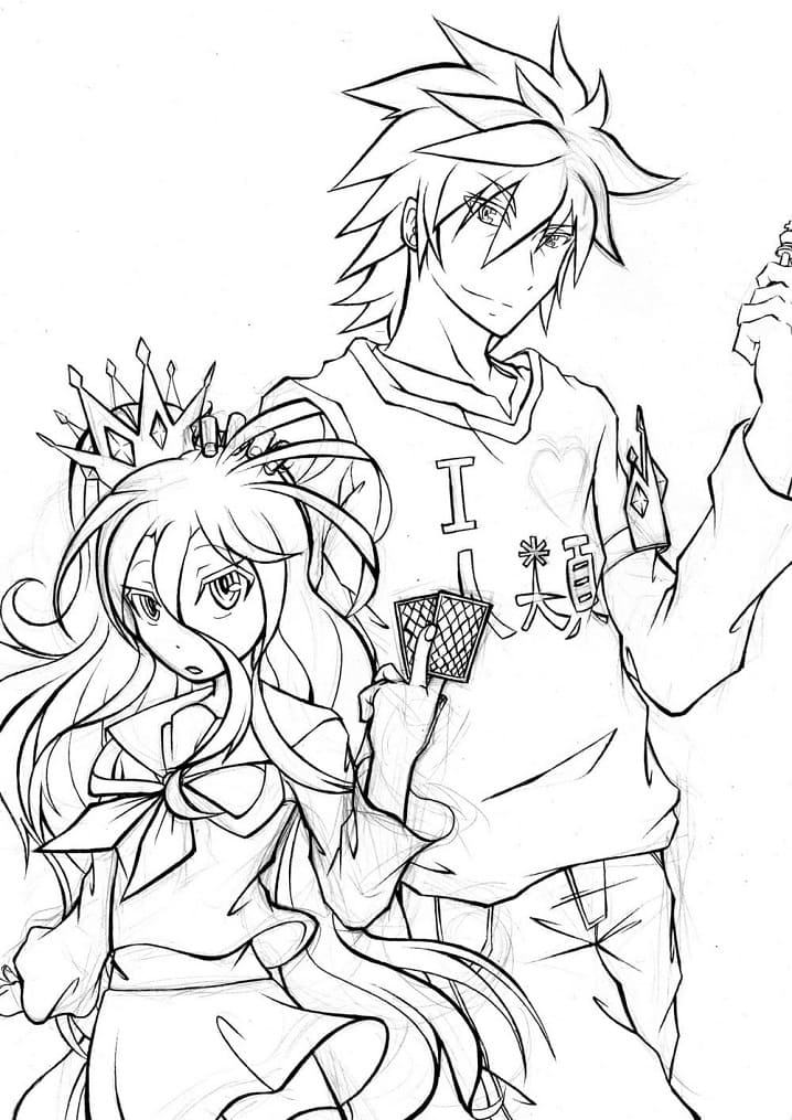 Coloriage Personnages principaux de No Game No Life