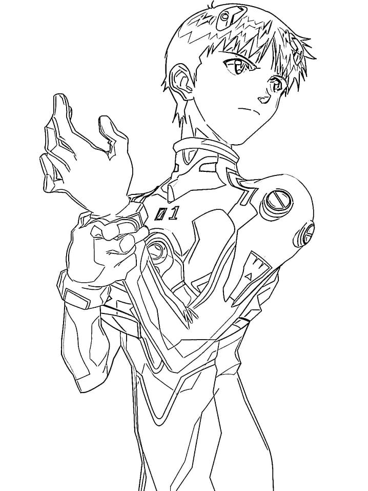 Coloriage Shinji Ikari de Neon Genesis Evangelion