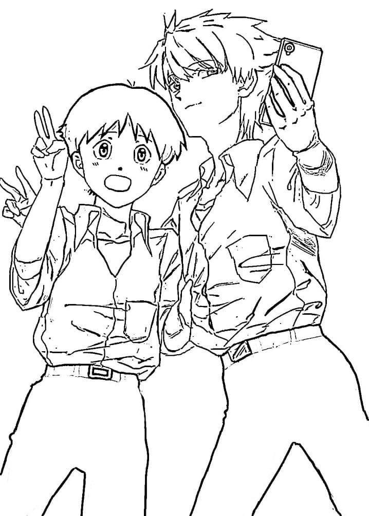 Coloriage Shinji Ikari et Kaworu Nagisa