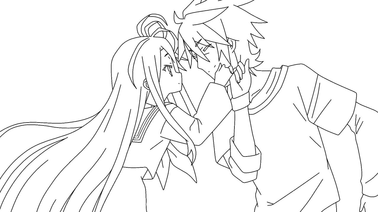 Coloriage Shiro et Sora