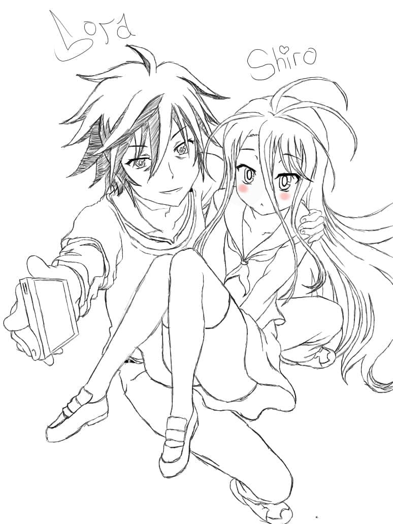 Coloriage Sora et Shiro de No Game No Life