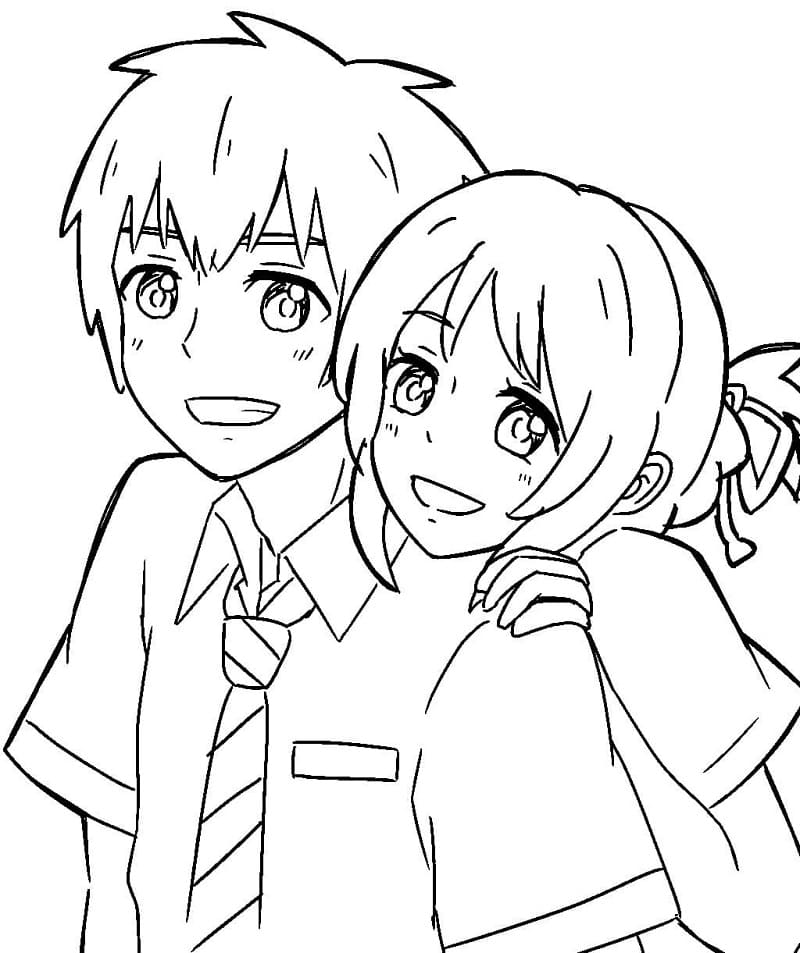 Coloriage Anime Ton Nom Couple