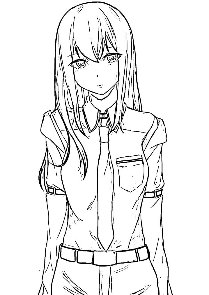 Coloriage Fille animée Kurisu Makise