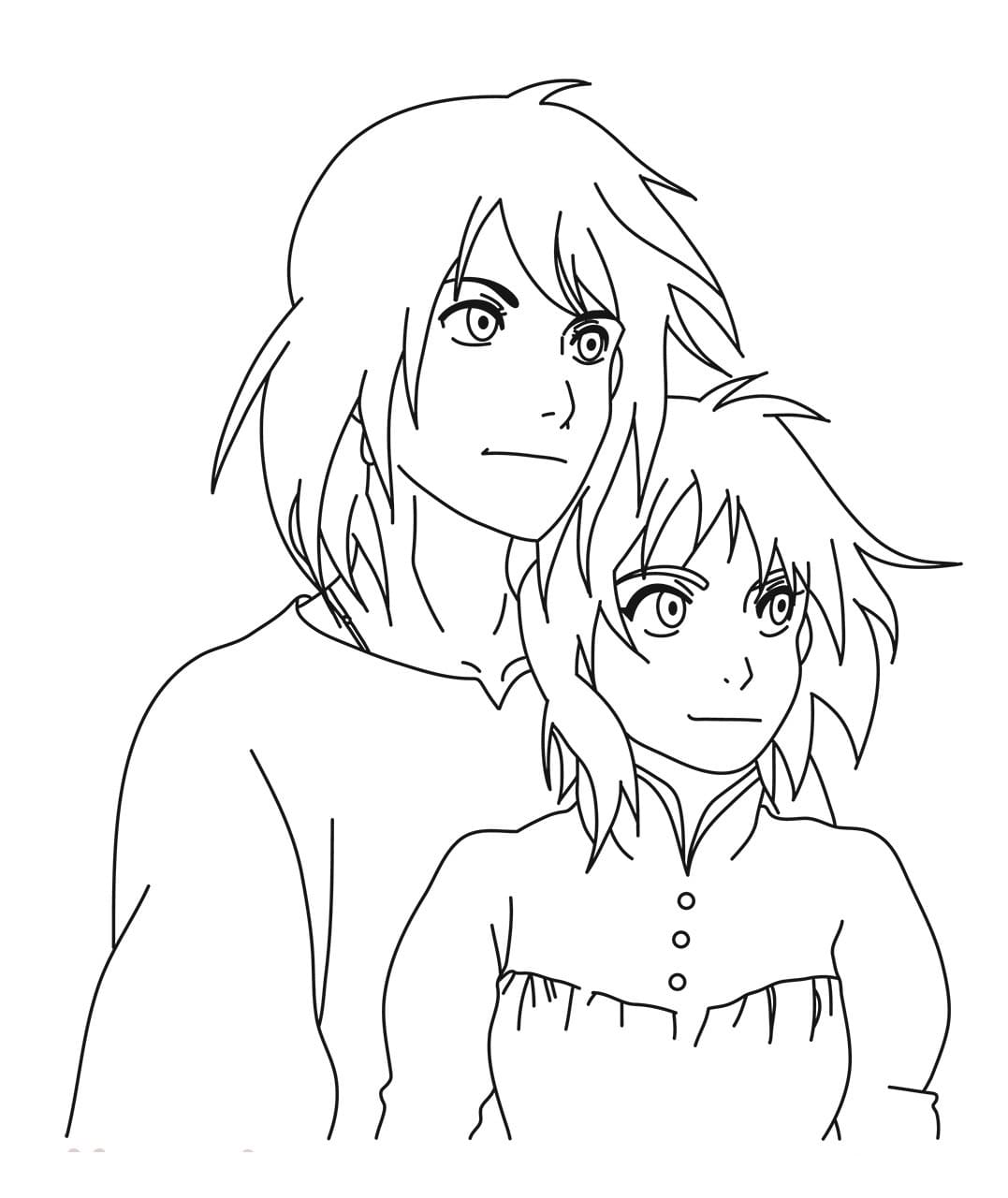 Coloriage Howl et Sophie du Château ambulant