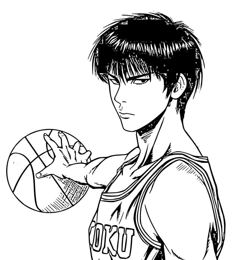 Coloriage Kaede Rukawa de Slam Dunk