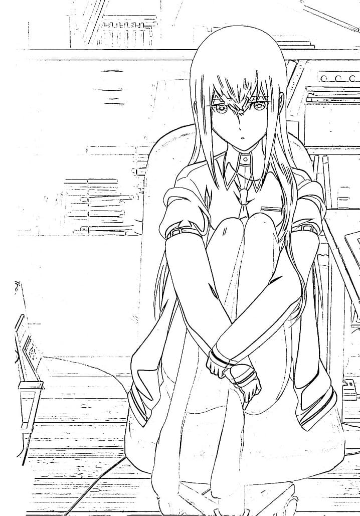 Coloriage Kurisu Makise est triste