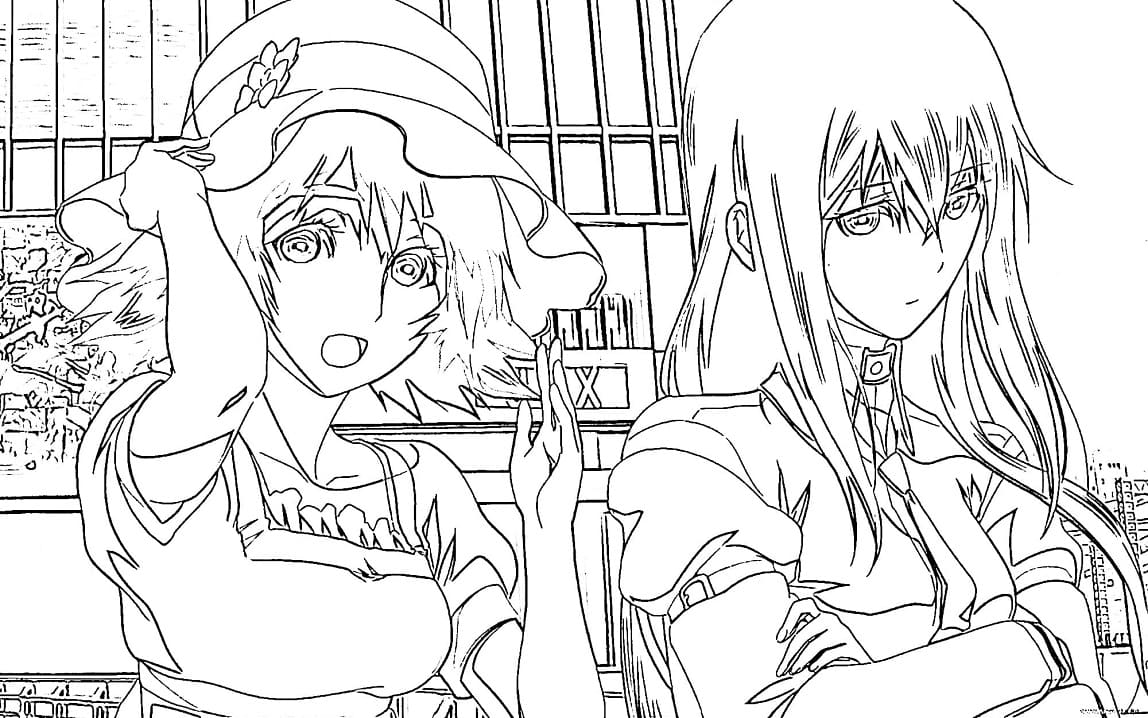 Coloriage Mayuri Shiina et Kurisu Makise