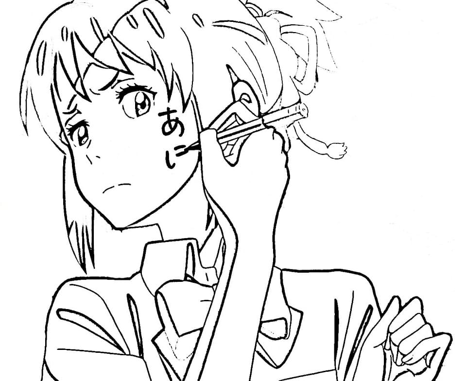 Coloriage Mitsuha Miyamizu De Votre Nom