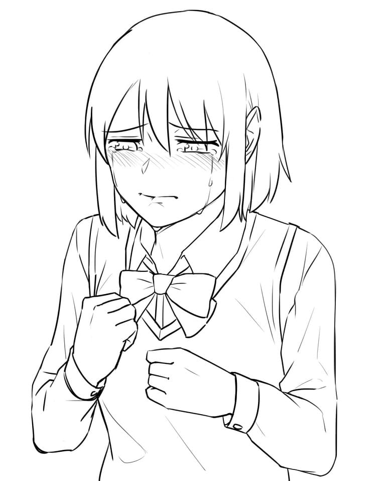 Coloriage Mitsuha Miyamizu Pleurer