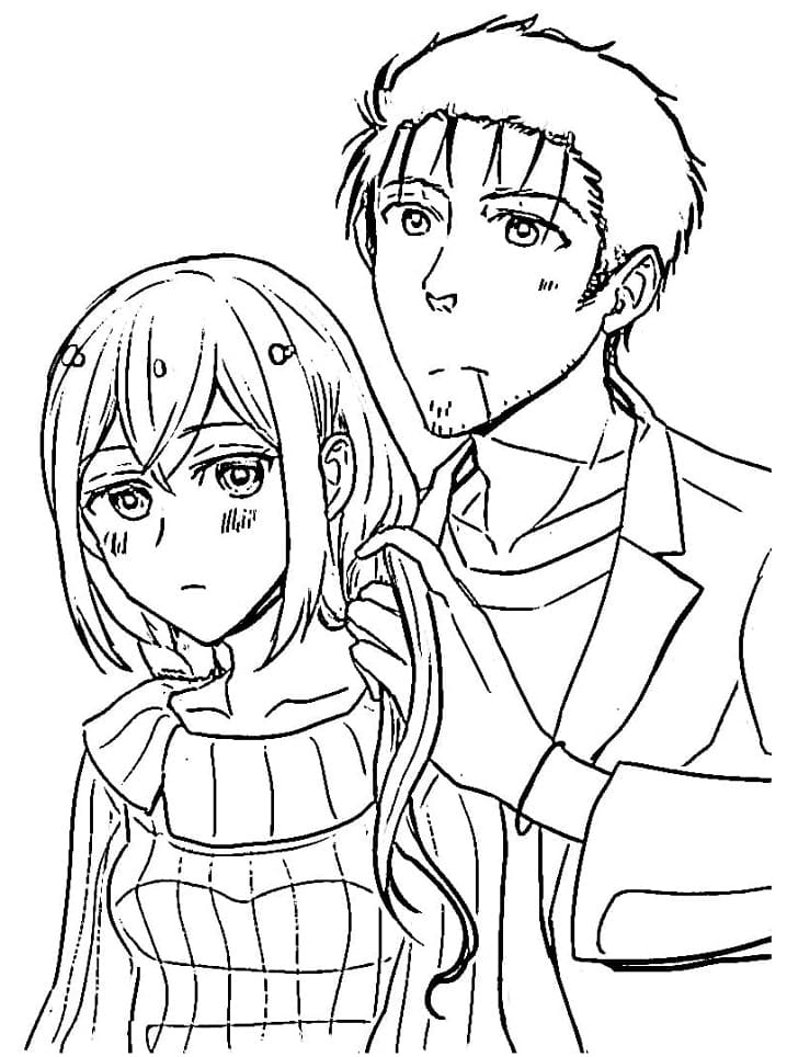 Coloriage Rintarō Okabe et Kurisu Makise