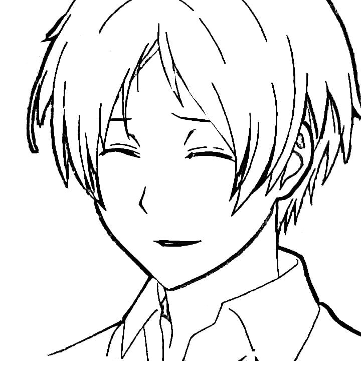 Coloriage Takashi Natsume souriant