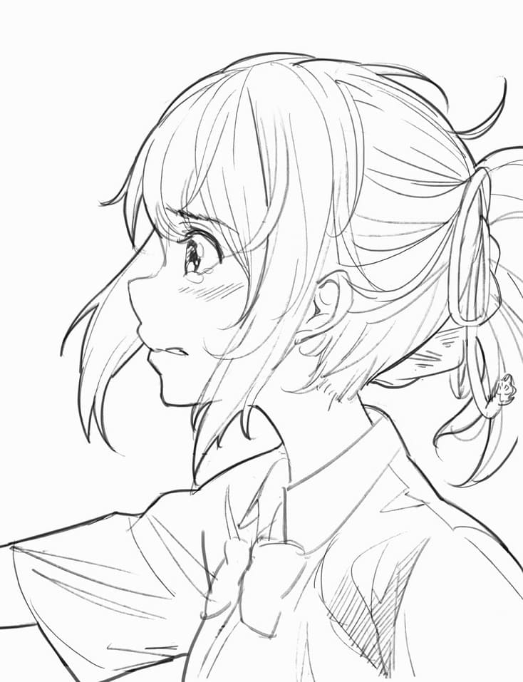 Coloriage Triste Mitsuha Miyamizu